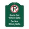 Signmission Back Out When Safe Do Not Block Gate W/ No Parking Heavy-Gauge Alum Sign, 24" x 18", GW-1824-9994 A-DES-GW-1824-9994 - alternate 1